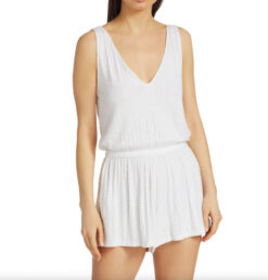 Ramy Brook Kailyn White Beaded V-Neck Sleeveless One Piece Romper XS