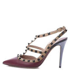 Valentino Garavani Rockstud Leather Caged Ankle Strap Heels Pumps Size 39