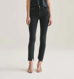 AGOLDE Toni Mid Rise Straight Leg Ankle Fray Jeans 24 Feral Wash
