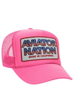 Aviator Nation USA Patriotic Vintage Logo Trucker Hat Snapback Mesh Neon Pink