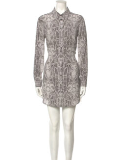 Equipment Femme Silk Snake Print Mini Long Sleeve Dress Size Small
