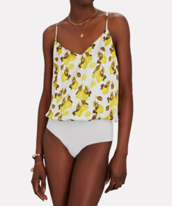 L'AGENCE NEW Women's Mariela Lemon Silk Satin Racerback Camisole Bodysuit Top XS