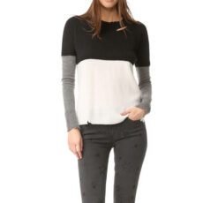 RtA Womens Justine Cashmere Crew Neck Distressed Sweater Medium