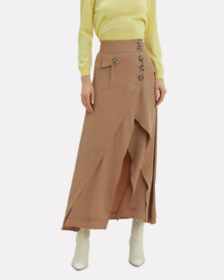 Self-Portrait Women's Camel Asymmetric Midi Length Skirt Size 0
