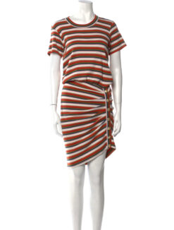 Veronica Beard Ribbed Knit Ruched Striped Button Mini Dress Size XS
