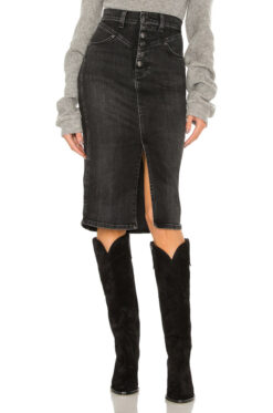 Veronica Beard Herron Washed Onyx Denim Midi Skirt Size 00