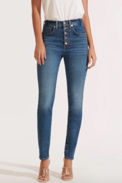 Veronica Beard Women's Debbie High Rise Gold Button Fly Skinny Ankle Jeans 24