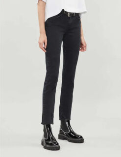 AGOLDE Toni Mid Rise Straight Faded Black‎ Frayed Hem Ankle Jeans Size 24