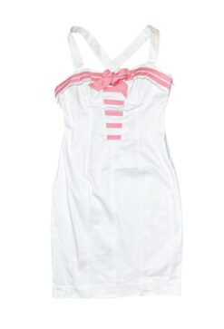 Betsey Johnson NWT Candyland White Corset Pink Bow Mini Dress Size 6
