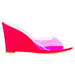 Bettina Vermillion X Emili Sindlev Britney Patent Pvc Wedge Heels Sandals 40 Hot Pink