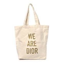 Christian Dior We Are Dior Canvas Print Tote Bag Ivory Gold