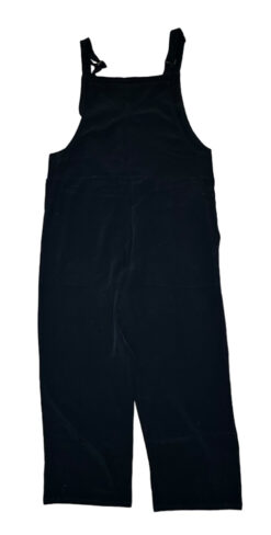 Eileen Fisher Black Crepe Square Neck Tapered Jumpsuit Relaxed Overalls XS