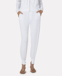 Enza Costa NWT White Bouclé Knit Split Cuff Joggers Pull On Pants Small NEW