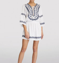 Melissa Odabash Women's White Martina Embroidered Cover-Up Dress Medium