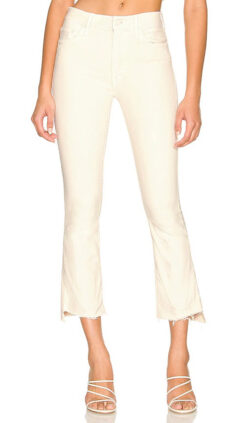 Mother The Insider High Rise Crop Step Fray Jeans Chalk It Up 24