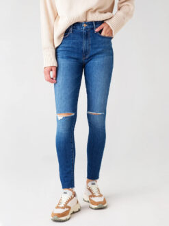 Mother Women's The Looker High Rise Ankle Fray Blue Jeans Size 24
