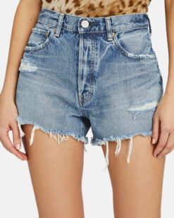 Moussy Vintage Women's Chester Distressed Denim High Rise Shorts Size 24