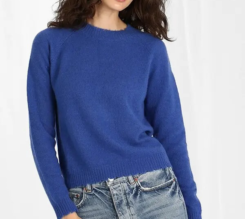 Minnie Rose NWT Cashmere Blend Long Sleeve Crew Neck Pullover Sweater Small