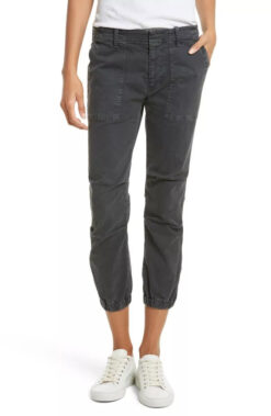 Nili Lotan French Military Washed Black Mid Rise Ankle Zip Cropped Pants 2