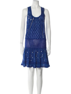 Ramy Brook Women's Petra Cutout Sleeveless Smocked Popover Mini Dress XS Blue