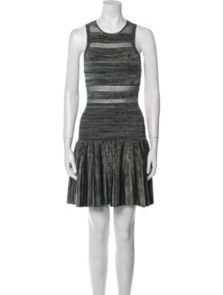 Ronny Kobo Sleeveless Striped Knit Crew Neck Mini Dress Medium