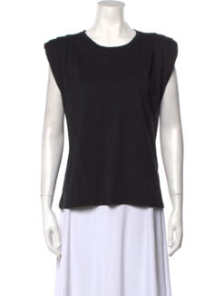 St. Roche Women’s Echo Padded Shoulder Sleeveless Top Blouse XS Black