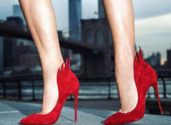Christian Louboutin NIB Victorina Red Flame Pointed Toe Heels Pumps 39.5 NEW