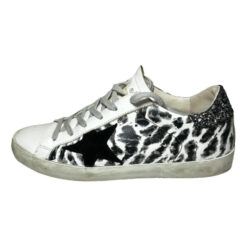 Golden Goose Superstar Animal Print Glitter Heel Low Top Sneakers Size 37
