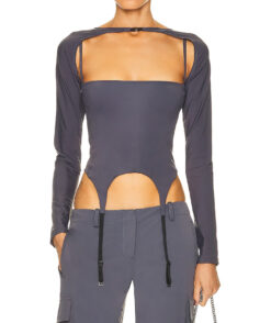 Miaou Phoenix Charcoal Long Sleeve Corset Cutout Top Blouse XS