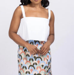 Cara Cara NWT Nancy White Poplin Bow Strap Square Neck Crop Top Blouse Small