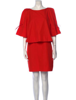 Chloe Paris Red Cotton Bateau Neck Short Sleeve Mini Dress Size 38/2