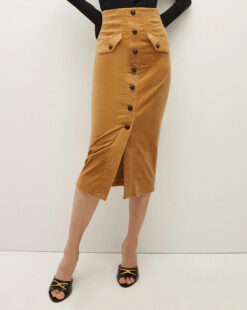 Veronica Beard NWT Barrie Khaki Tan Corduroy Midi Pencil Skirt Size 0 New Tags