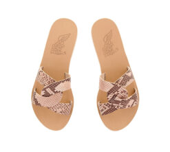 Ancient Greek Desmos Snake Print Leather Slides Sandals Size 40