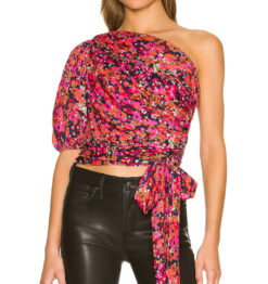 Amanda Uprichard Bexley Floral Print One Shoulder Top Blouse Medium