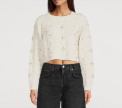 Ba&sh NWT Otello Ivory Wool Knit Crystal Embellished Pullover Sweater Small NEW