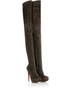 Christian Louboutin NIB Gazolina Suede Thigh High Over Knee Platform Heels Boots 40.5