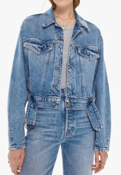 MOTHER Denim NWT The Belted Fly Away Jean Jacket in Belle De Jour Small NEW