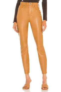Veronica Beard Maera Cognac Vegan Leather Extra High Rise Ankle Pants 26/2