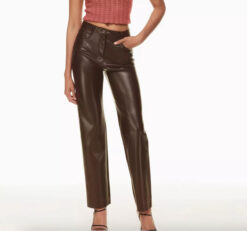 Aritzia Wilfred NEW The Melina Vegan Leather High Rise Cropped Pants 4 Mocha