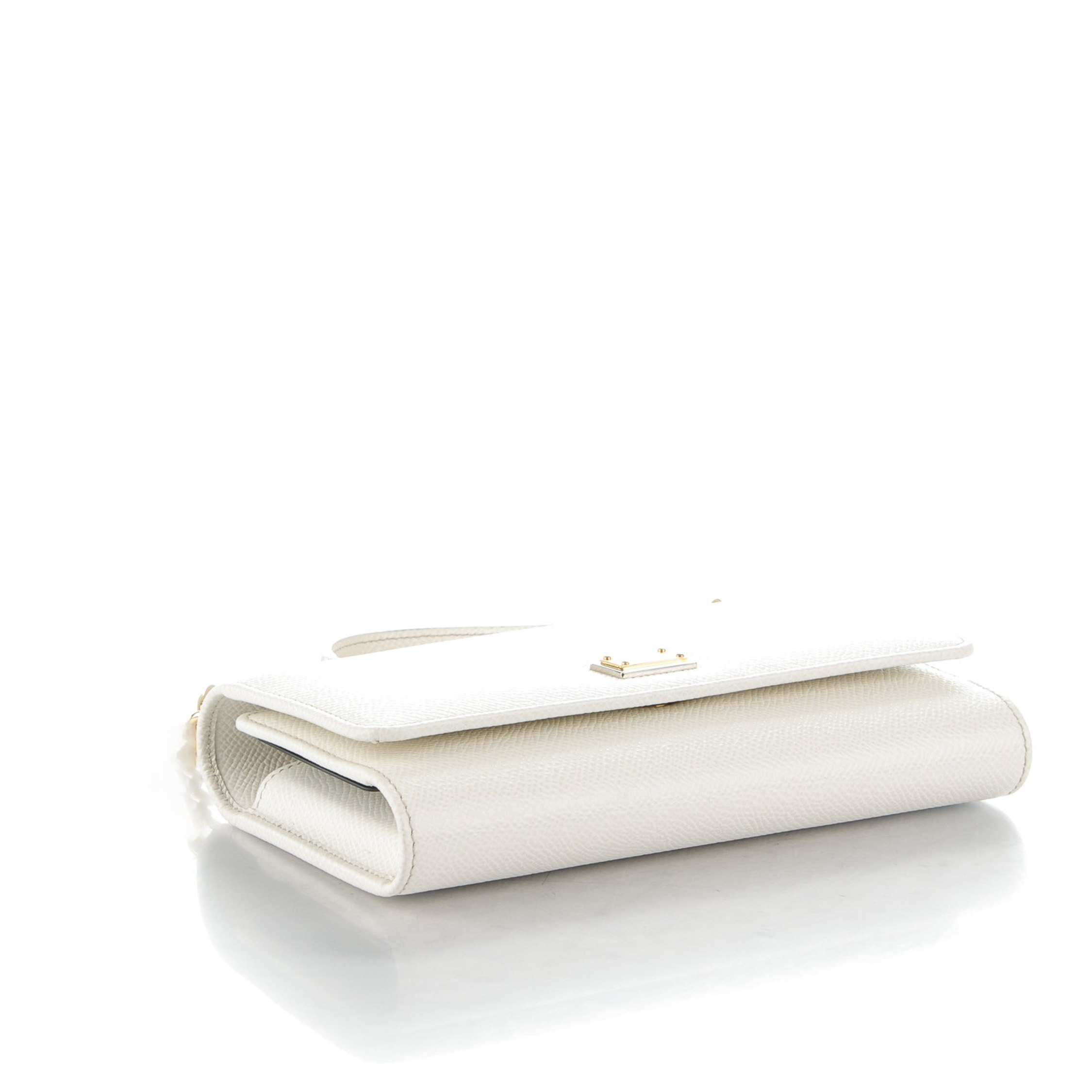 Dolce & Gabbana Miss Sicily Ivory Leather Dauphine Small Top Handle Clutch Bag - Image 2