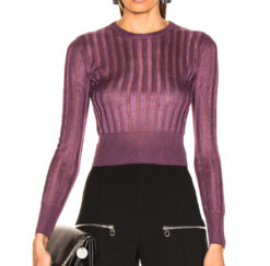 Michelle Mason NWT Metallic Knit High Neck Long Sleeve Cropped Top Blouse Small