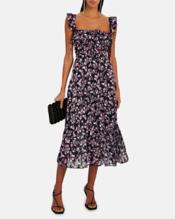 Sabina Musayev NWT Solsana Floral Metallic Tiered Midi Maxi Dress XS NEW TAGS