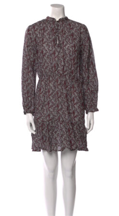 Vanessa Bruno Paisley Print Long Sleeve Ruffled Mini Dress Size 34