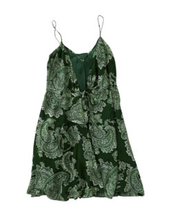 Moschino Italy Vintage Green Paisley Bandana Chiffon Tie Front Mini Dress 40/6