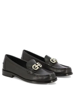 Salvatore Ferragamo Women's Ofelia Black Leather Gancini Loafers Size 8.5
