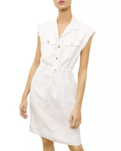 Gerard Darel Sophie White Linen Sleeveless Shirt Dress Size 36/4