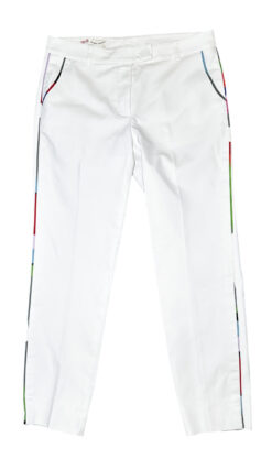 Maison Common White Side Stripe Mid Rise Straight Leg Ankle Pants Size 34/2