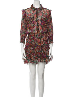 Misa Los Angeles Amelie Floral Chiffon Ruffle Tiered Mini Dress Small
