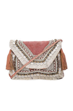 Shashi Revolve NWT Leela Boho Fringe Crossbody Beaded Clutch Bag