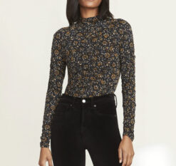 Veronica Beard Fresno Floral Print Mock Neck Long Sleeve Top Blouse XS